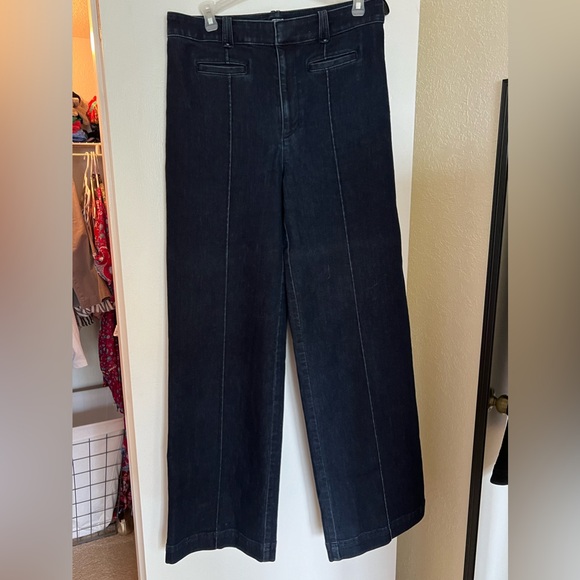 Ann Taylor Loft high waisted, wide-leg dark denim jeans, sz 8 - Picture 4 of 6